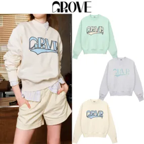 GROVE  |Street Style Collaboration Long Sleeves Logo