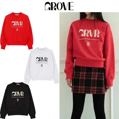 GROVE  |Street Style Long Sleeves Logo Hoodies & Sweatshirts