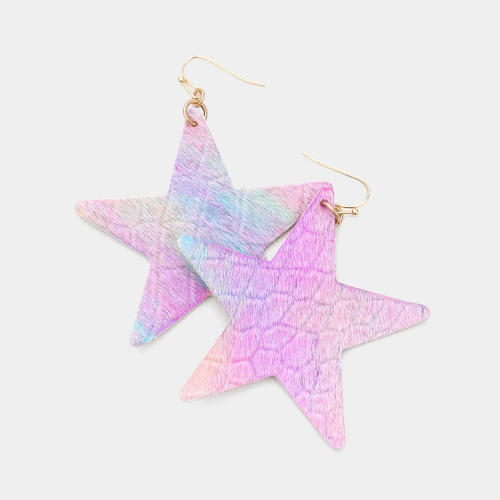 iLLASPARKZ Ombre Genuine Leather Star Dangle Earrings