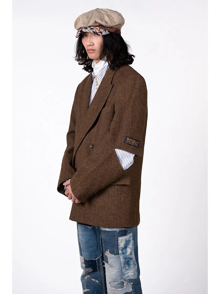 Kapital Herringbone tweed cutout elbow W-JKT Jacket