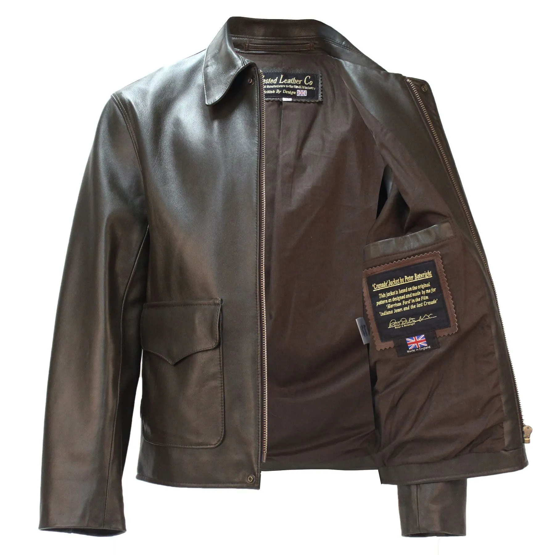 Last Crusade/Crystal Skull Leather Jacket in Brown Lambskin Indiana Jones