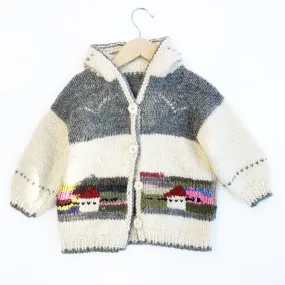 Little Hand knit Alpaca hooded Sweater Size 2-3