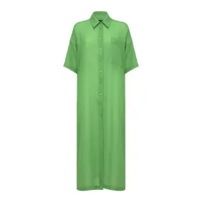 LONG SHIRT DRESS WITH POCKET Woman Verde Mela