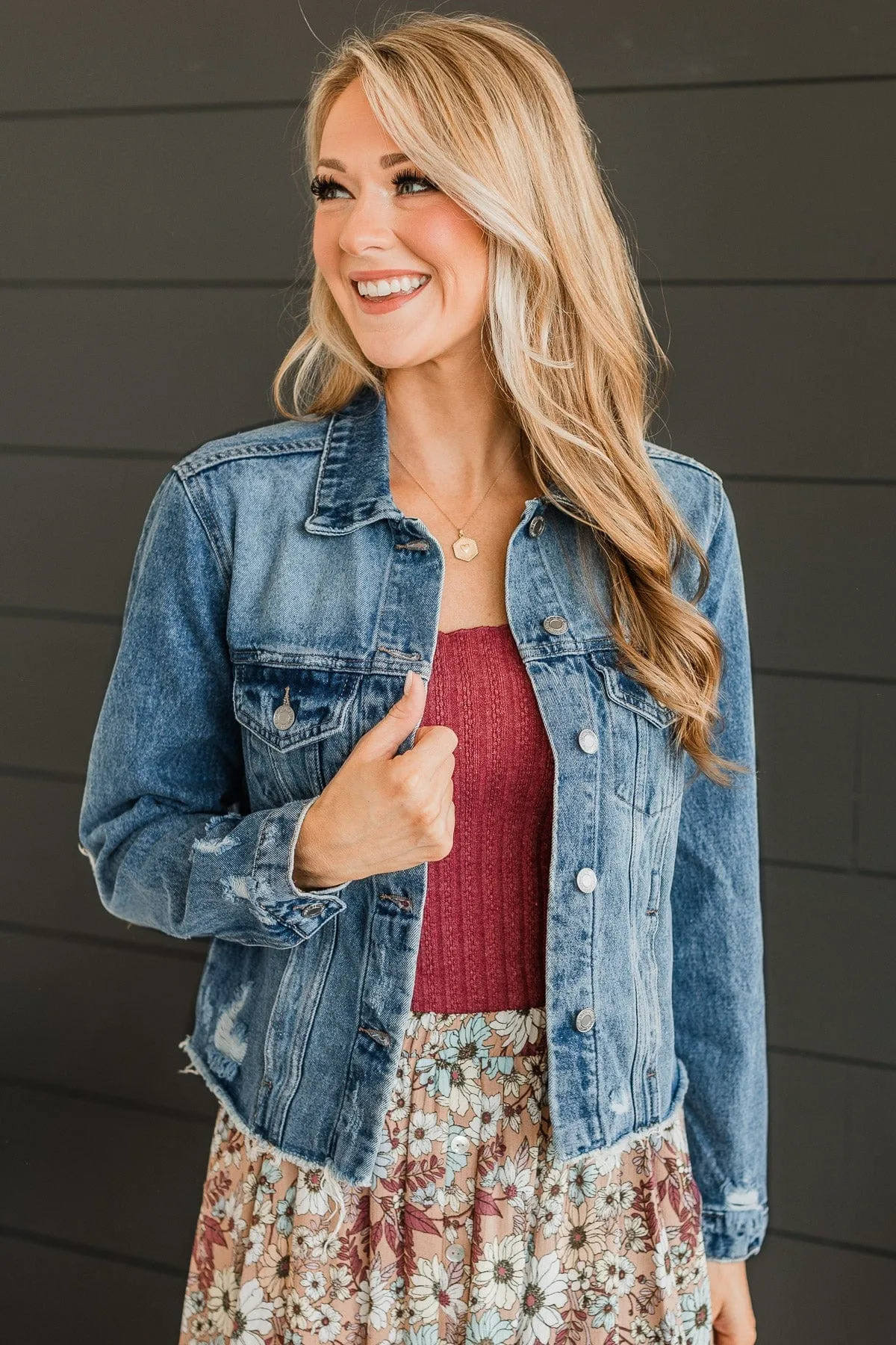 Love That Lasts Distressed Denim Jacket- Medium Wash