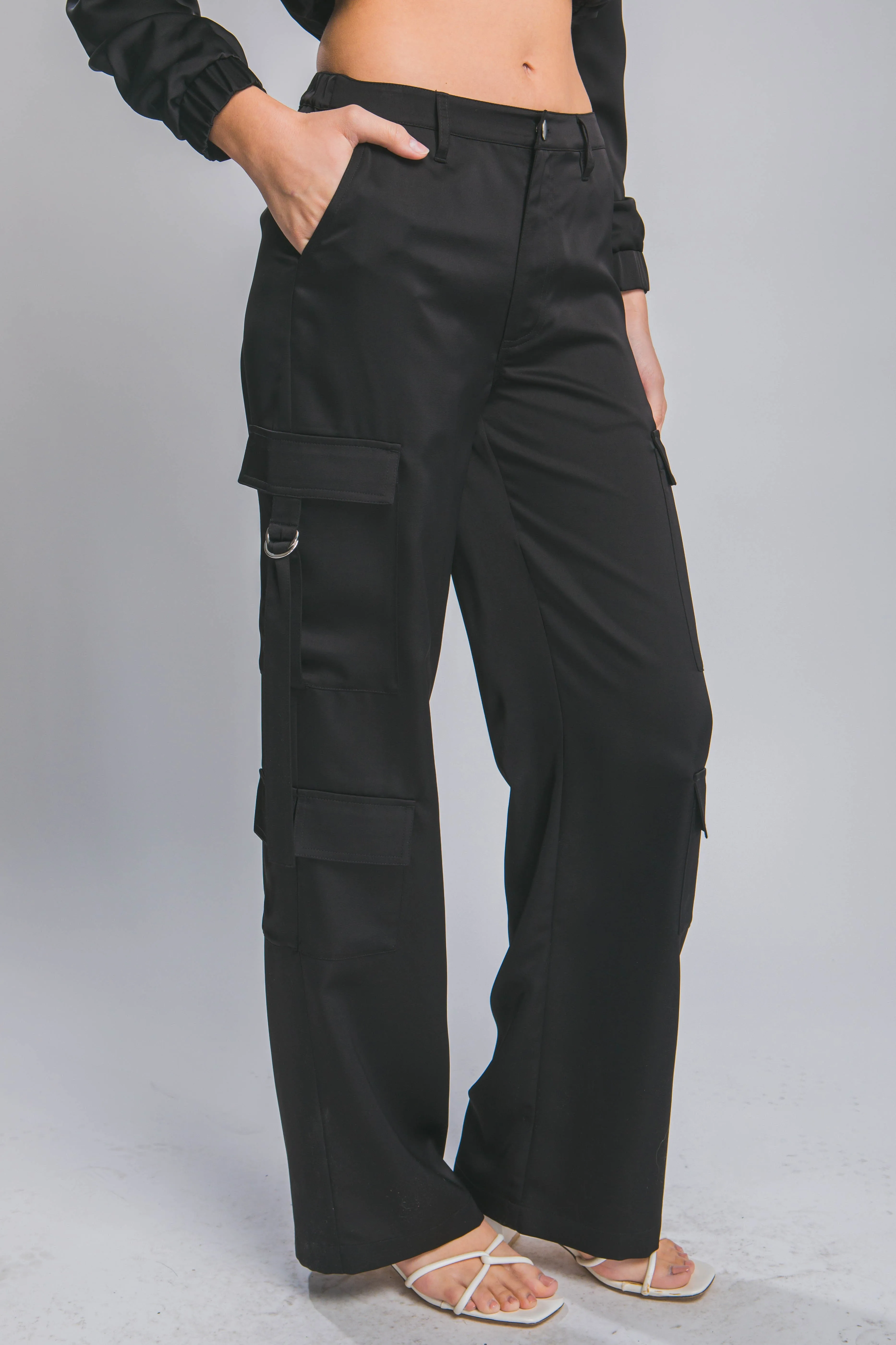 Love Tree Satin Cargo Pants - 2 Colors!