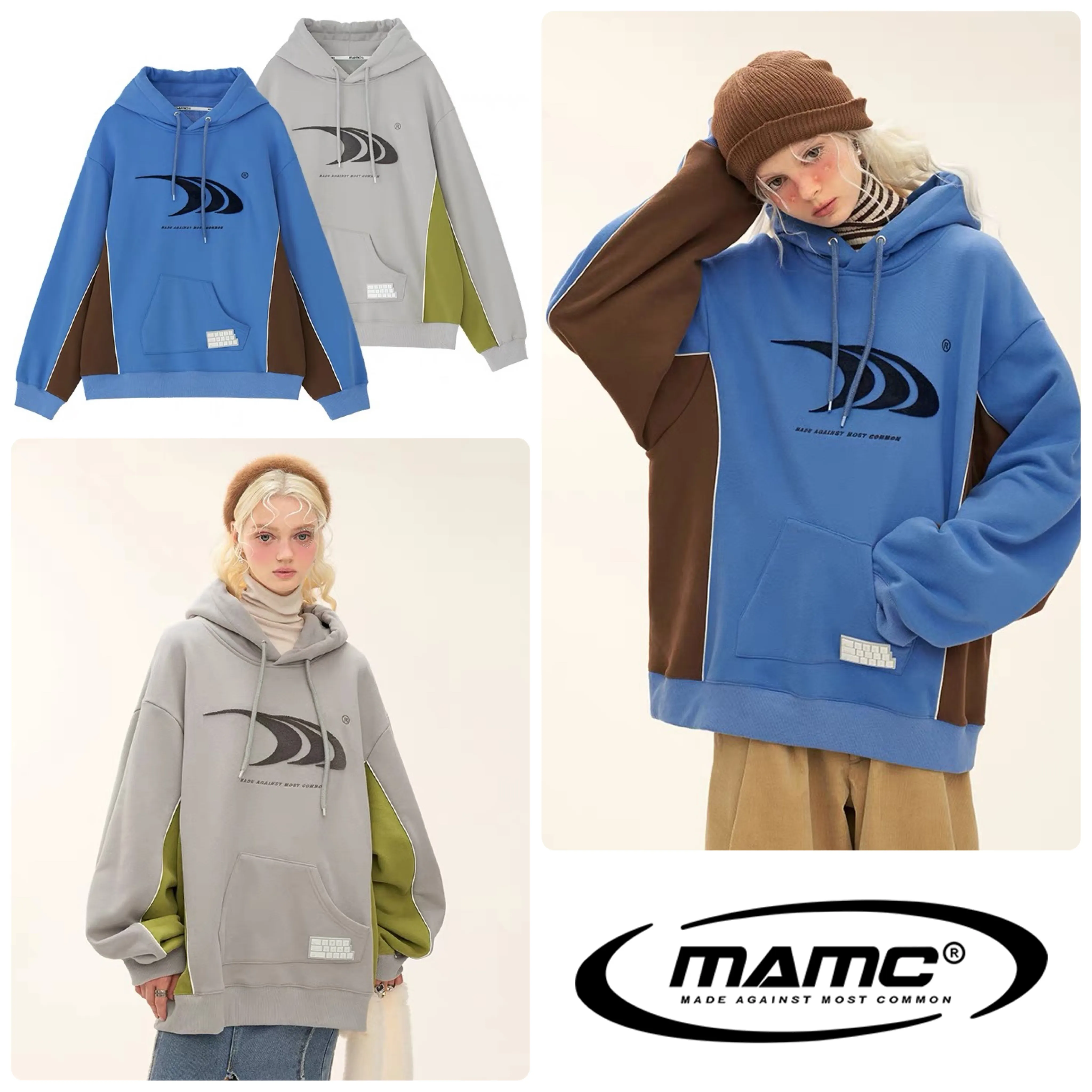 MAMC  |Unisex Street Style Oversized Logo Hoodies