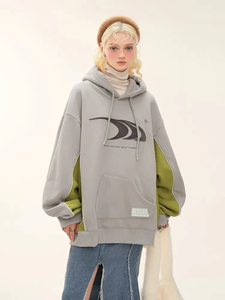 MAMC  |Unisex Street Style Oversized Logo Hoodies