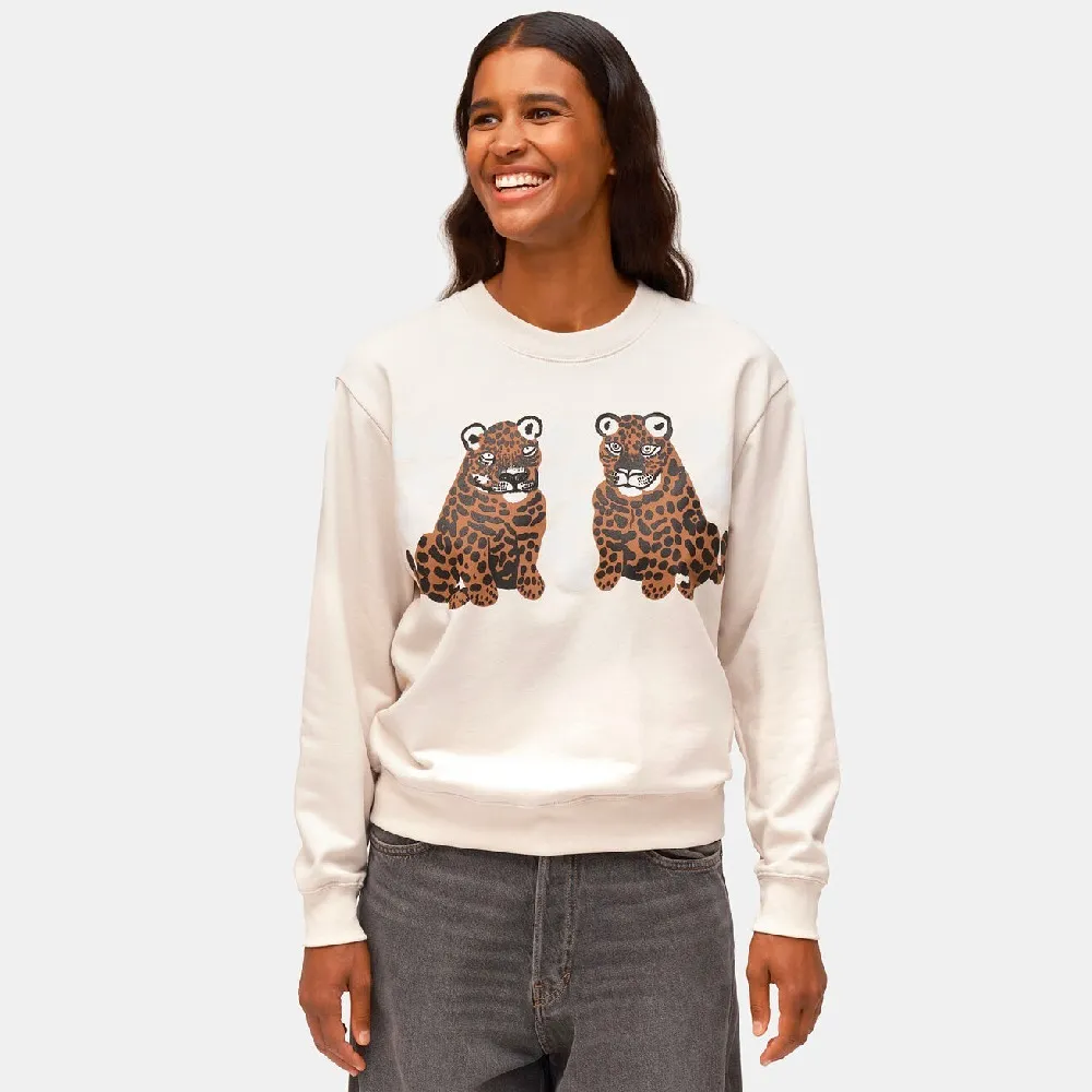 marimekko  |Crew Neck Leopard Patterns Long Sleeves Plain Cotton