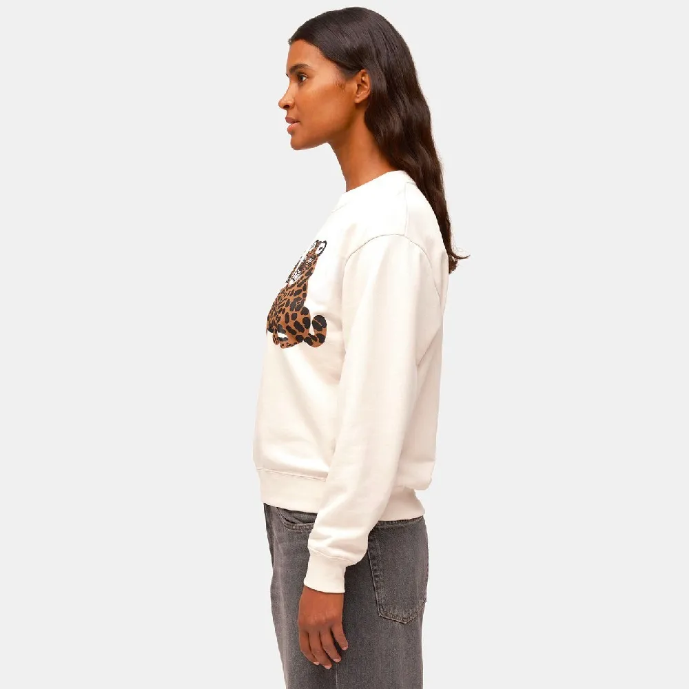 marimekko  |Crew Neck Leopard Patterns Long Sleeves Plain Cotton