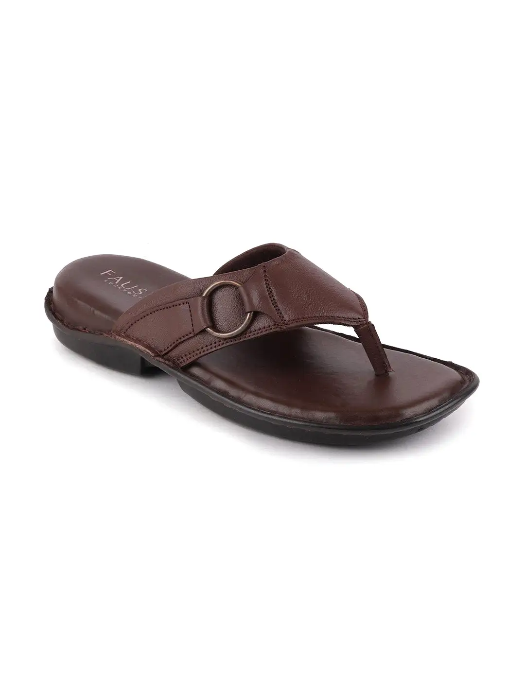 Men Brown Casual Leather Slip-On Outdoor Slippers