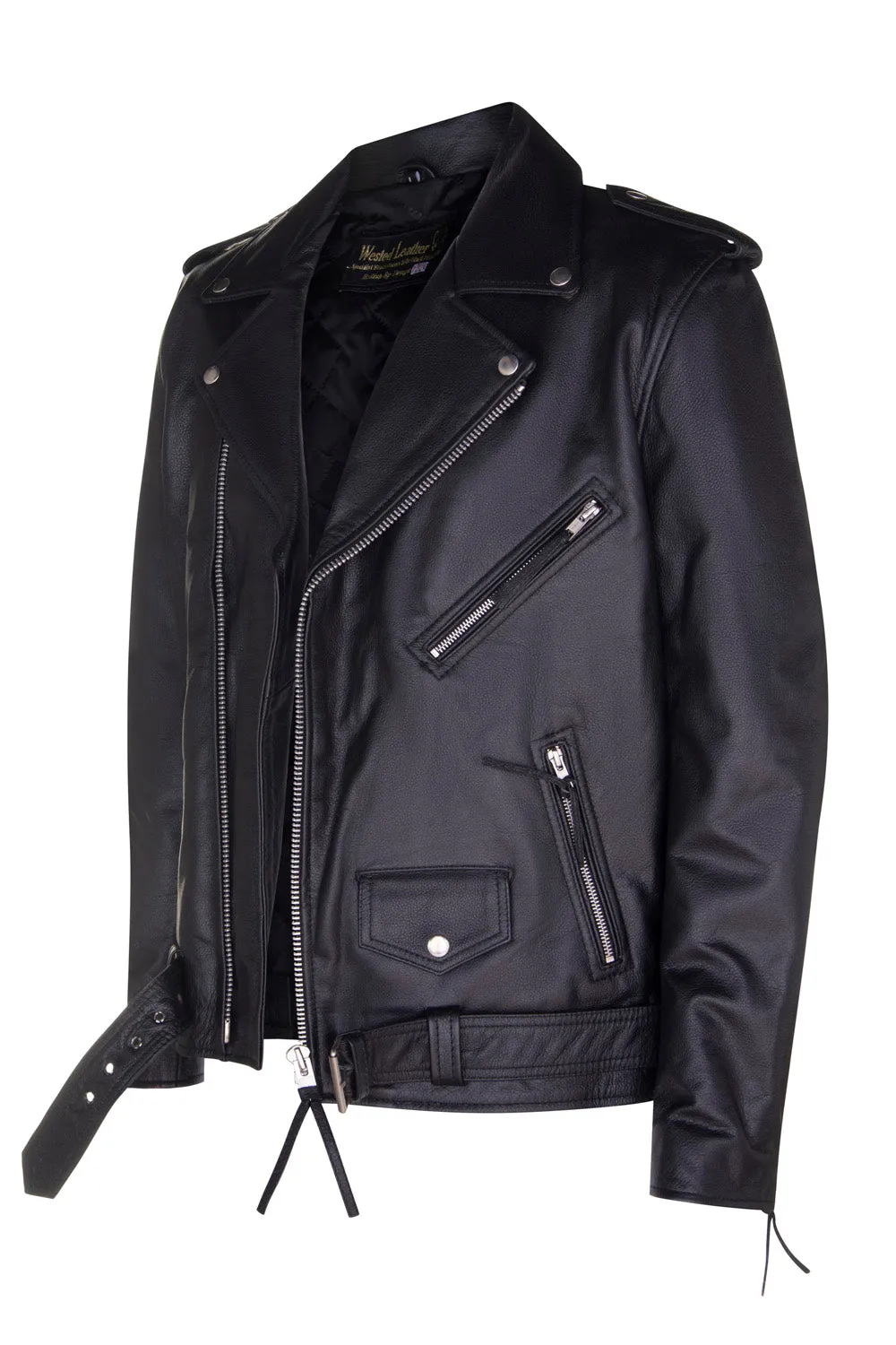 Mens Black Leather Brando Jacket for Bikers