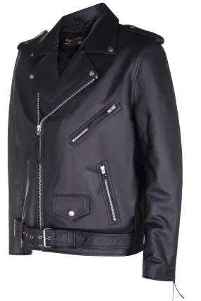 Mens Black Leather Brando Jacket for Bikers