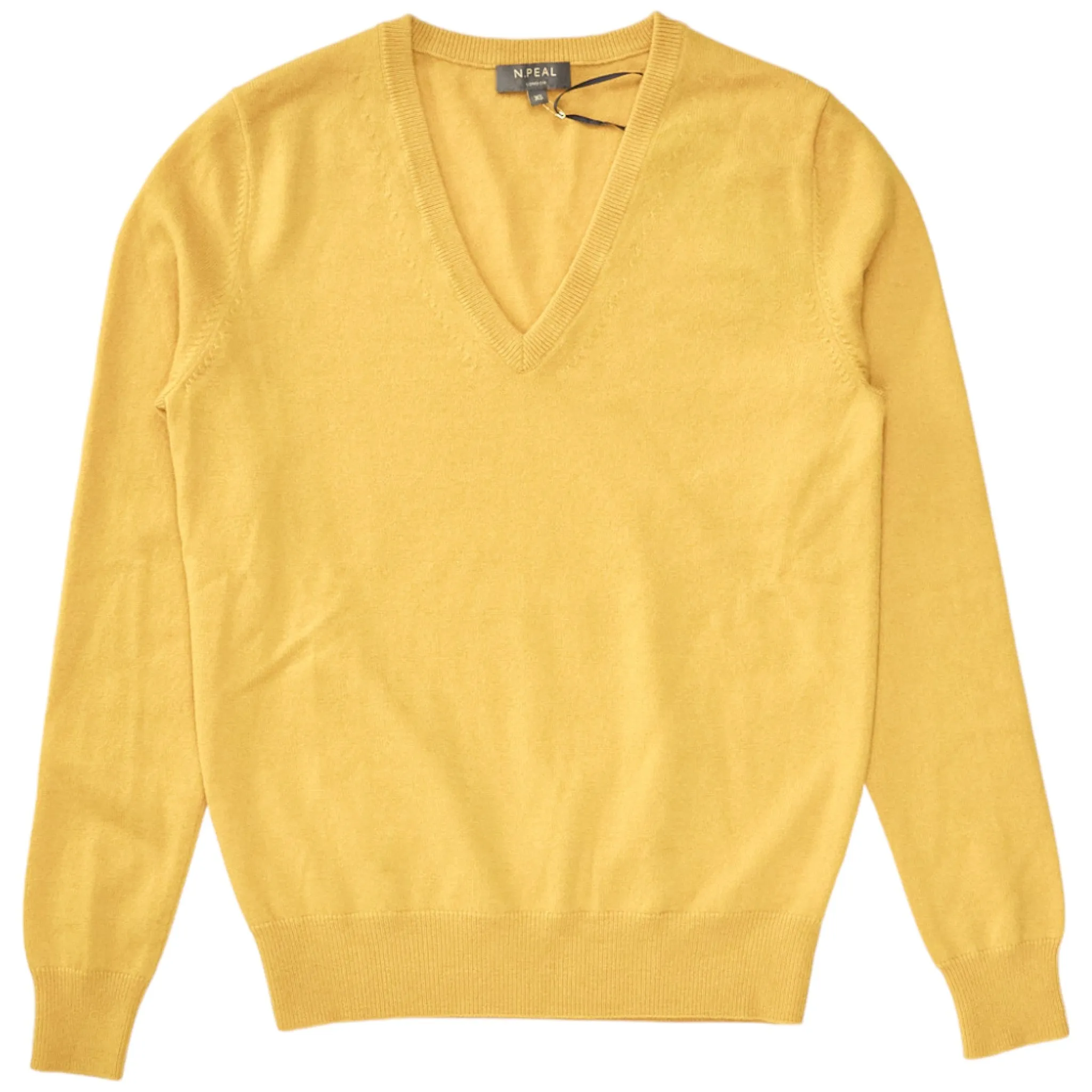 N. Peal Yellow Cashmere V Neck Sweater