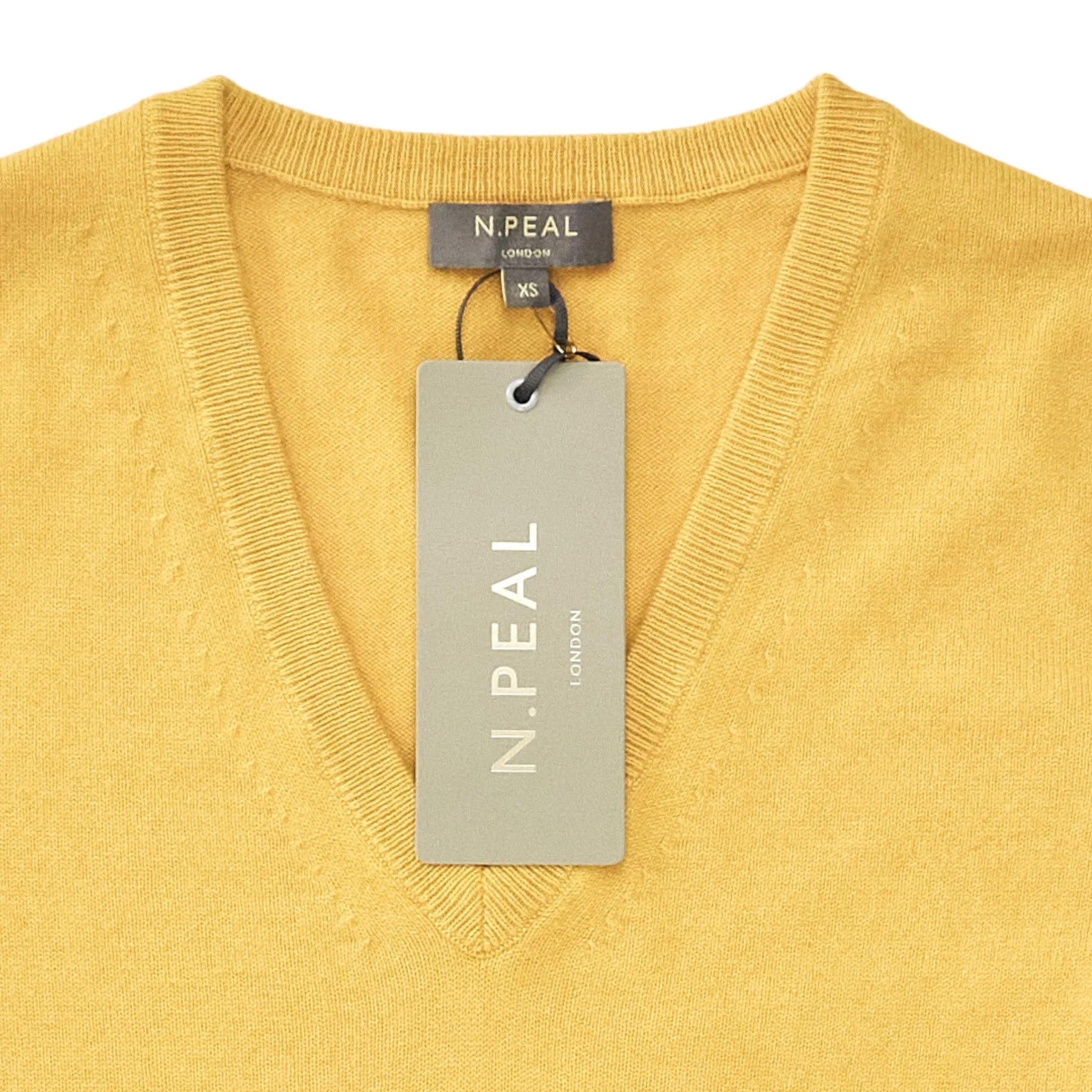 N. Peal Yellow Cashmere V Neck Sweater