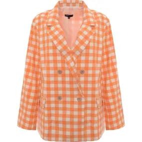 Nobody's Child Womens Beth Large Checked Blazer in Orange Co-Ord