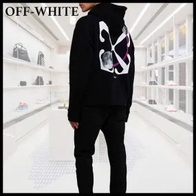 Off-White  |Unisex Street Style Long Sleeves Plain Cotton Logo Hoodies