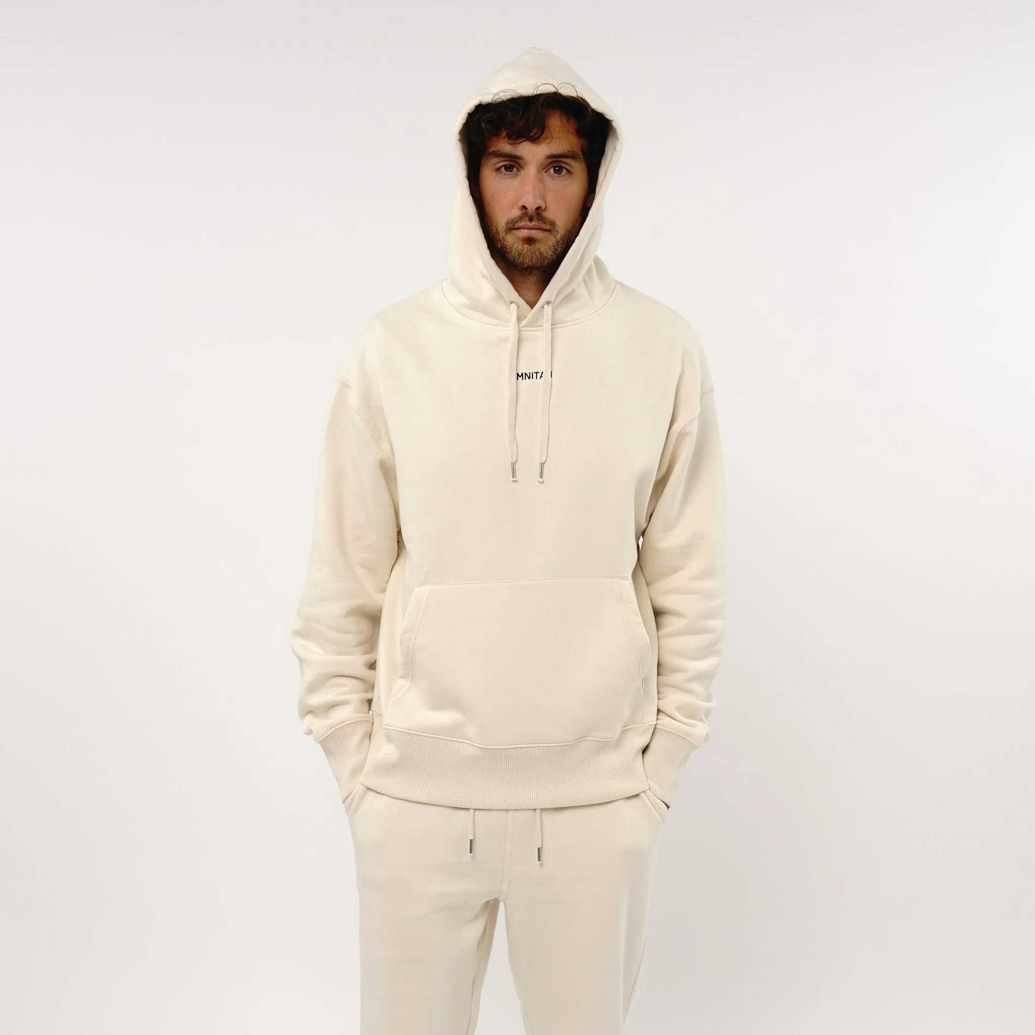 Omnitau Men's Oversized Organic Cotton Hoodie - Cream