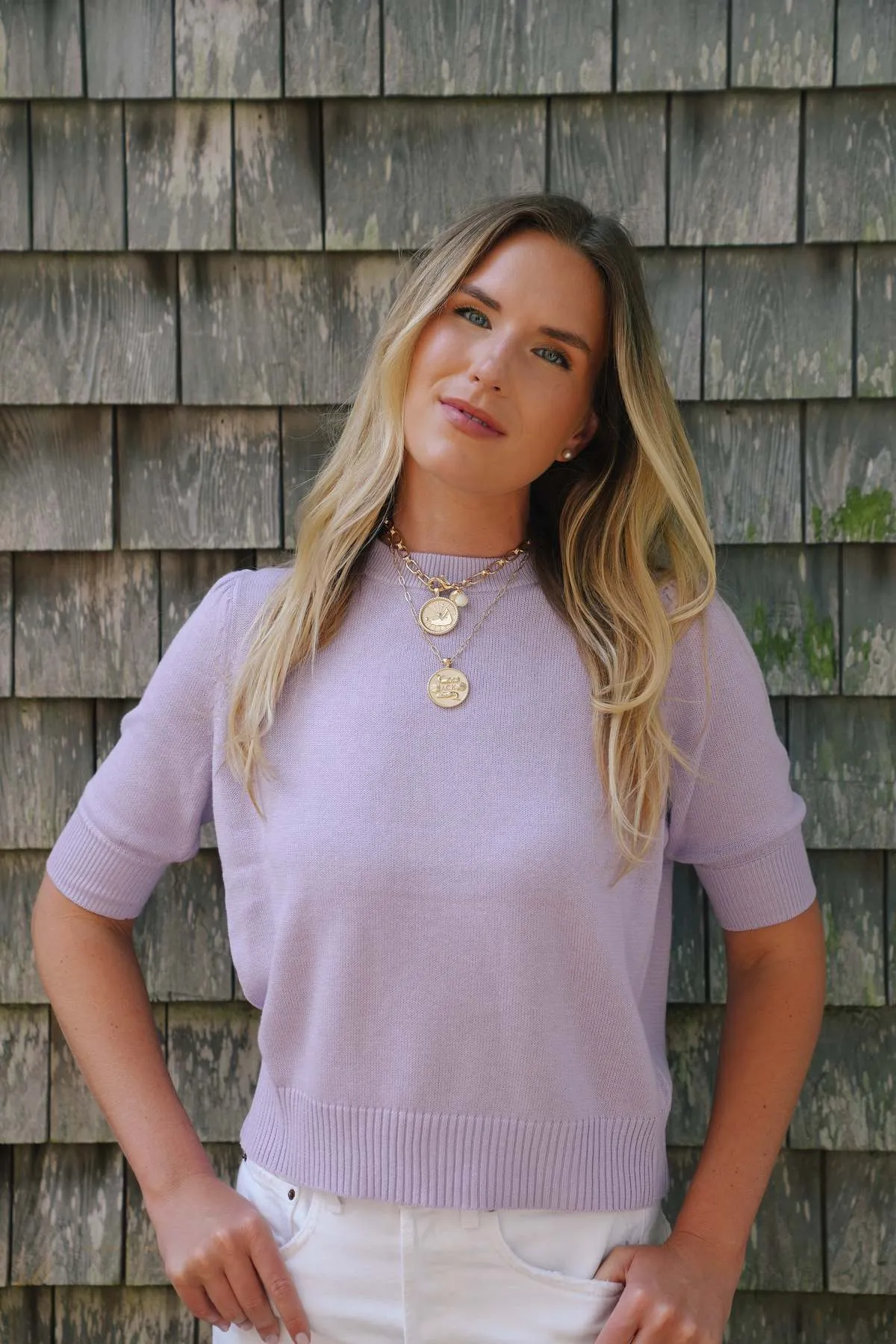 Paige Cotton Sweater - Lilac