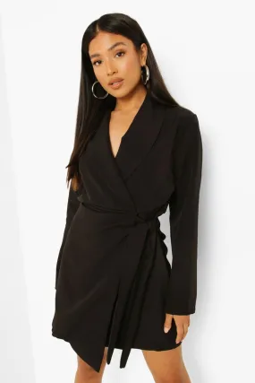 Petite Woven Ruched Side Tie Blazer Dress