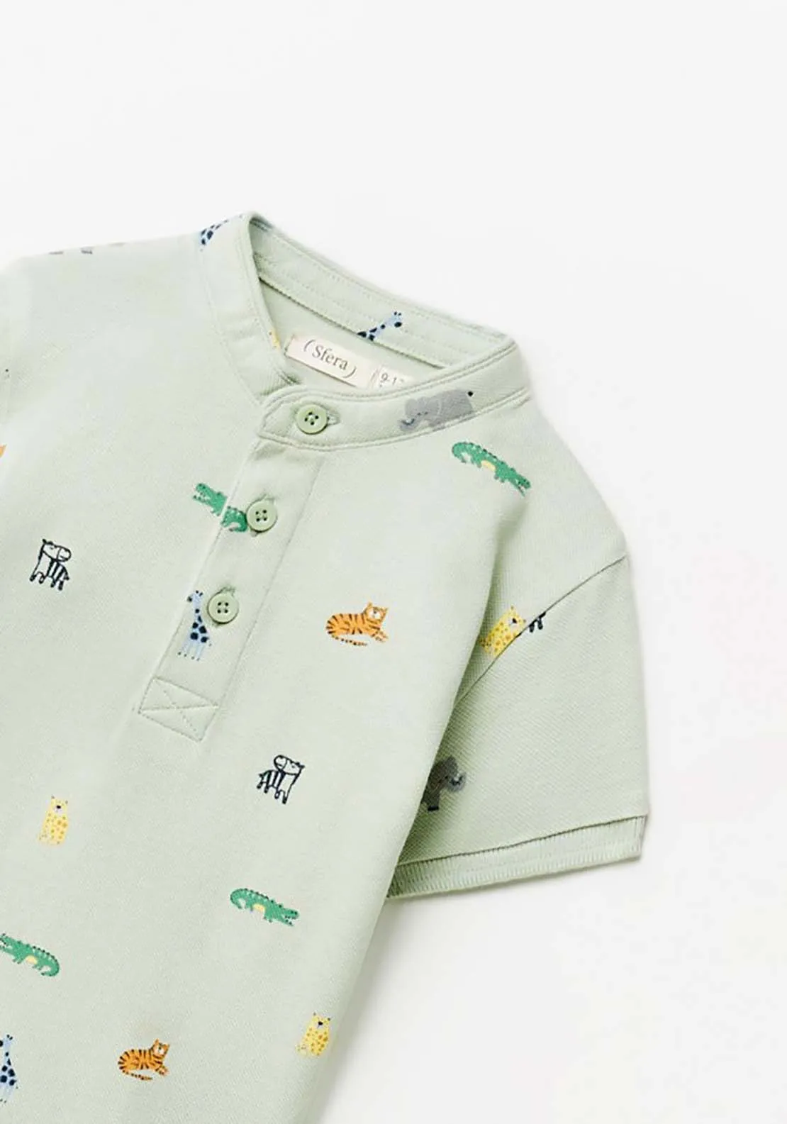 Printed Grandfather Shirt - Green