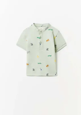 Printed Grandfather Shirt - Green