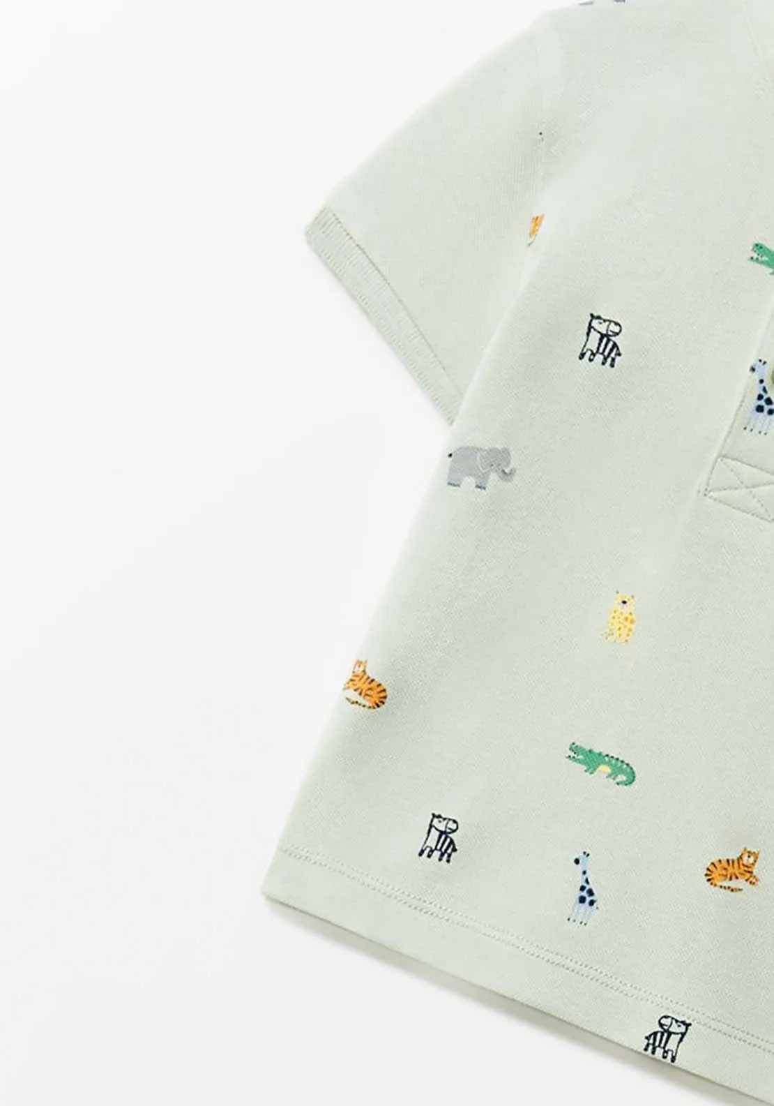 Printed Grandfather Shirt - Green