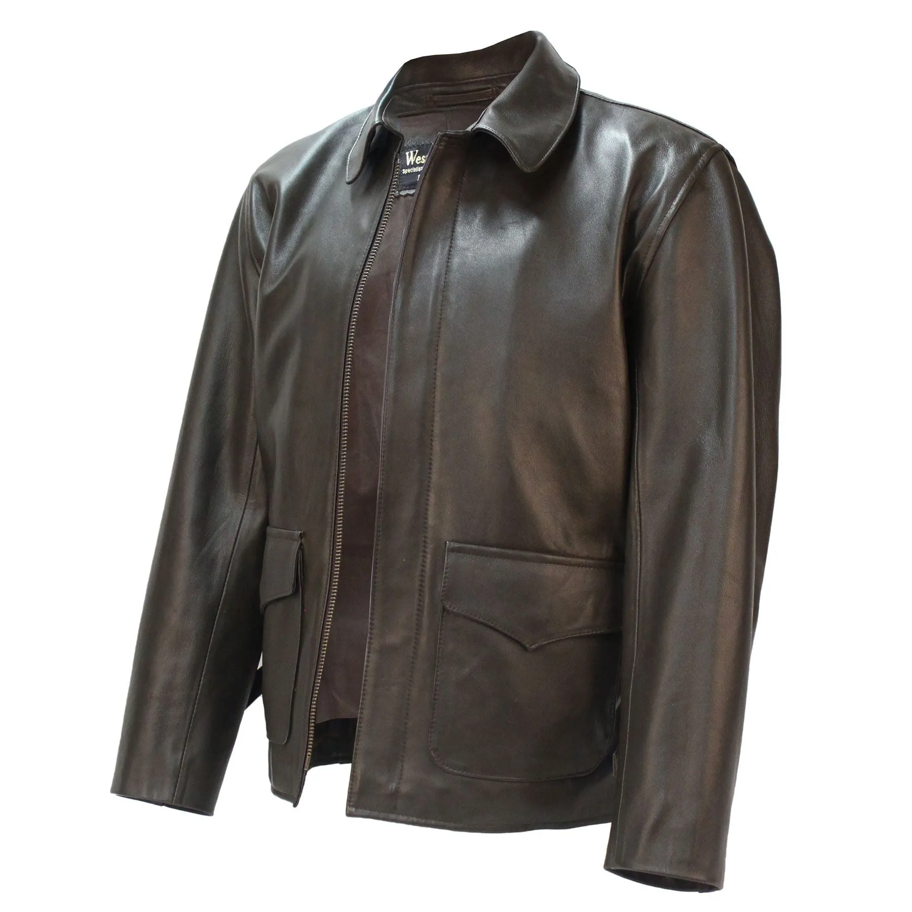 Raiders of Lost Ark Leather Jacket in Brown Lambskin  Indiana Jones