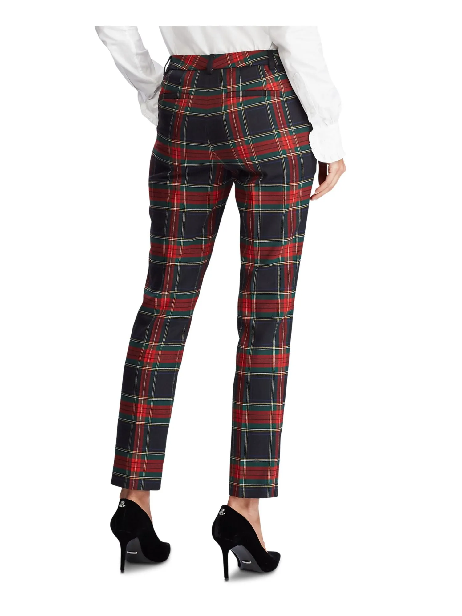 Ralph Lauren Women's Plaid Straight Leg Wear To Work Pants Red Size 6