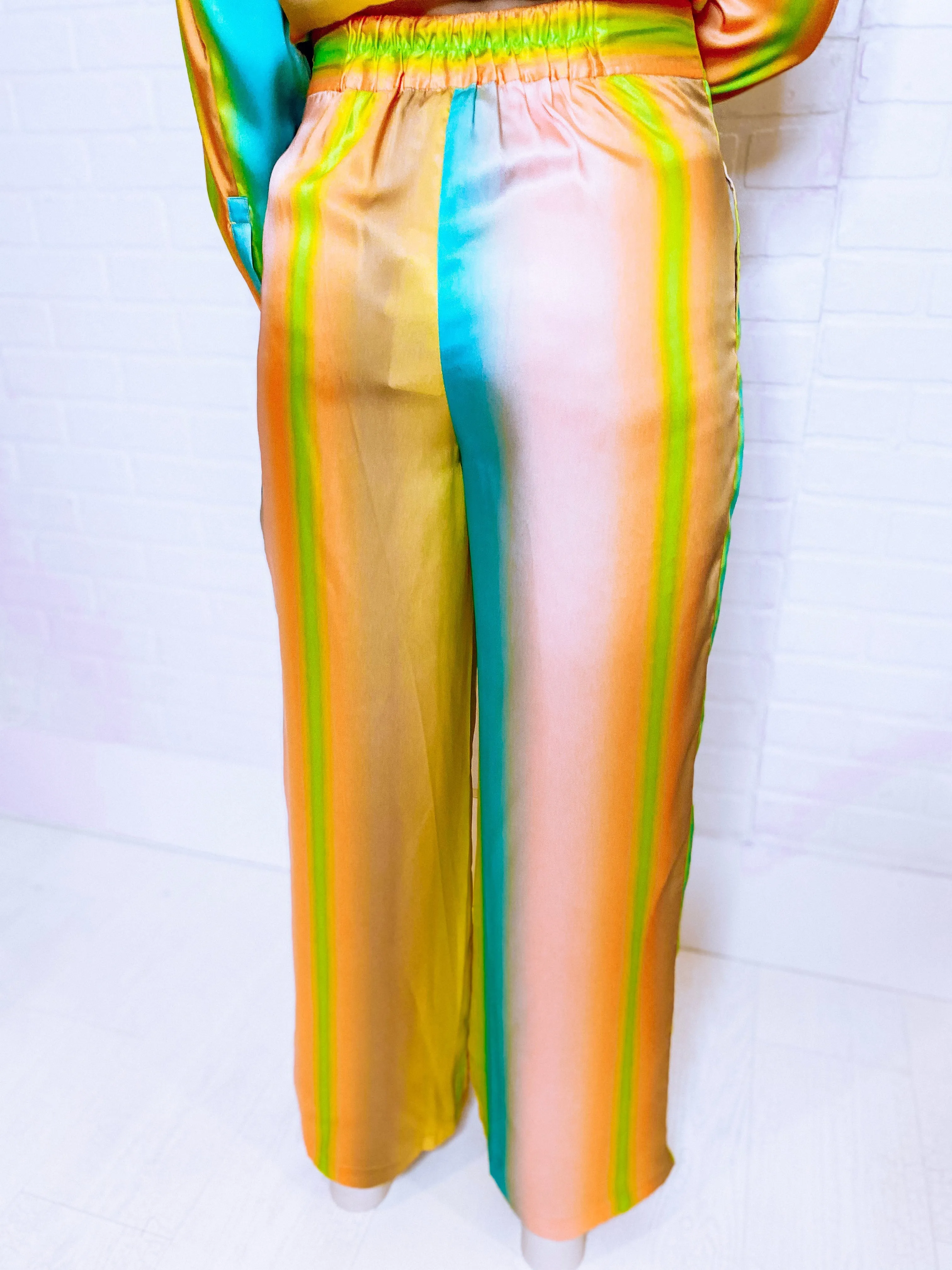 Ray of Sunshine Wide Leg Satin Pants