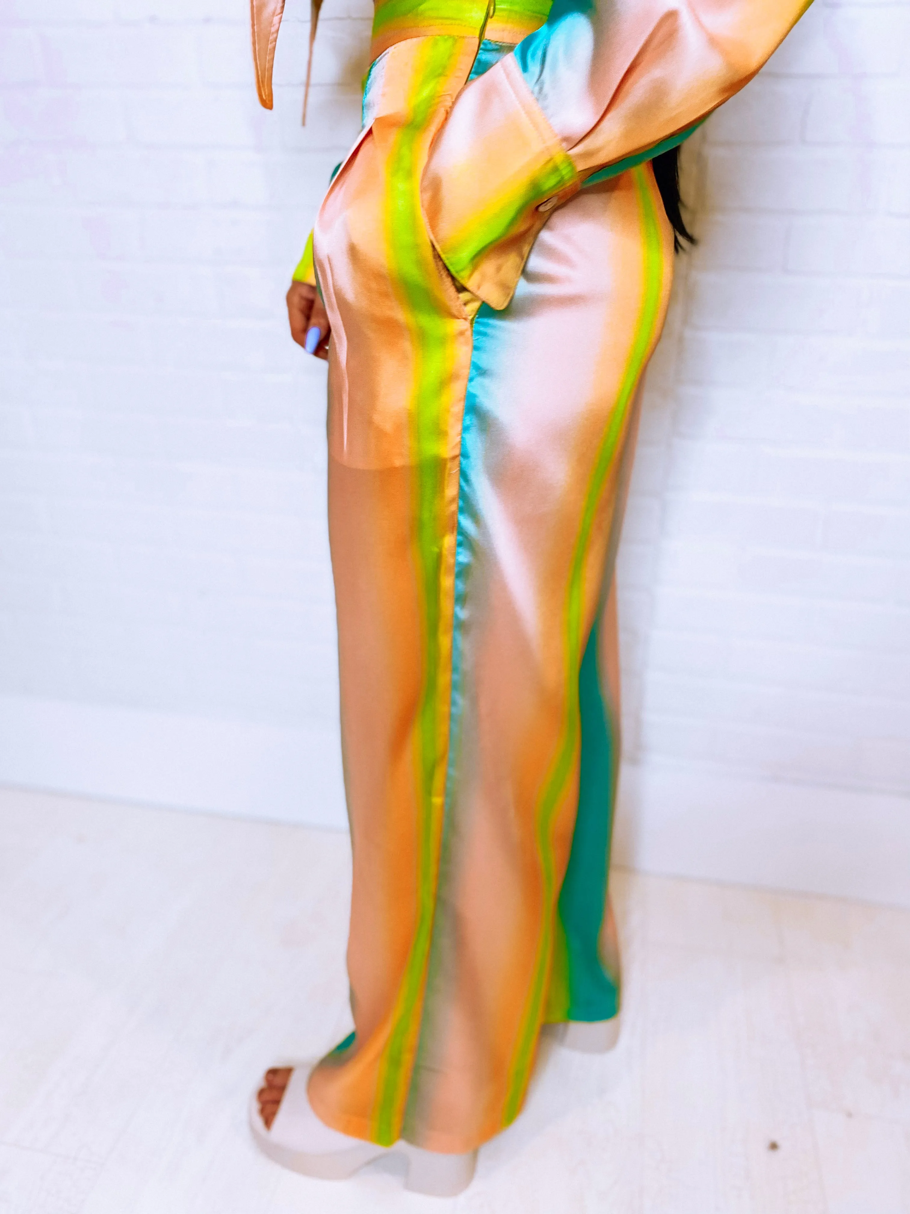 Ray of Sunshine Wide Leg Satin Pants