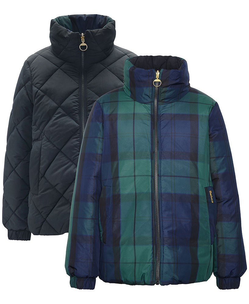 Reversible Hudswell Quilted Jacket                             Black/Black/Sage Tartan