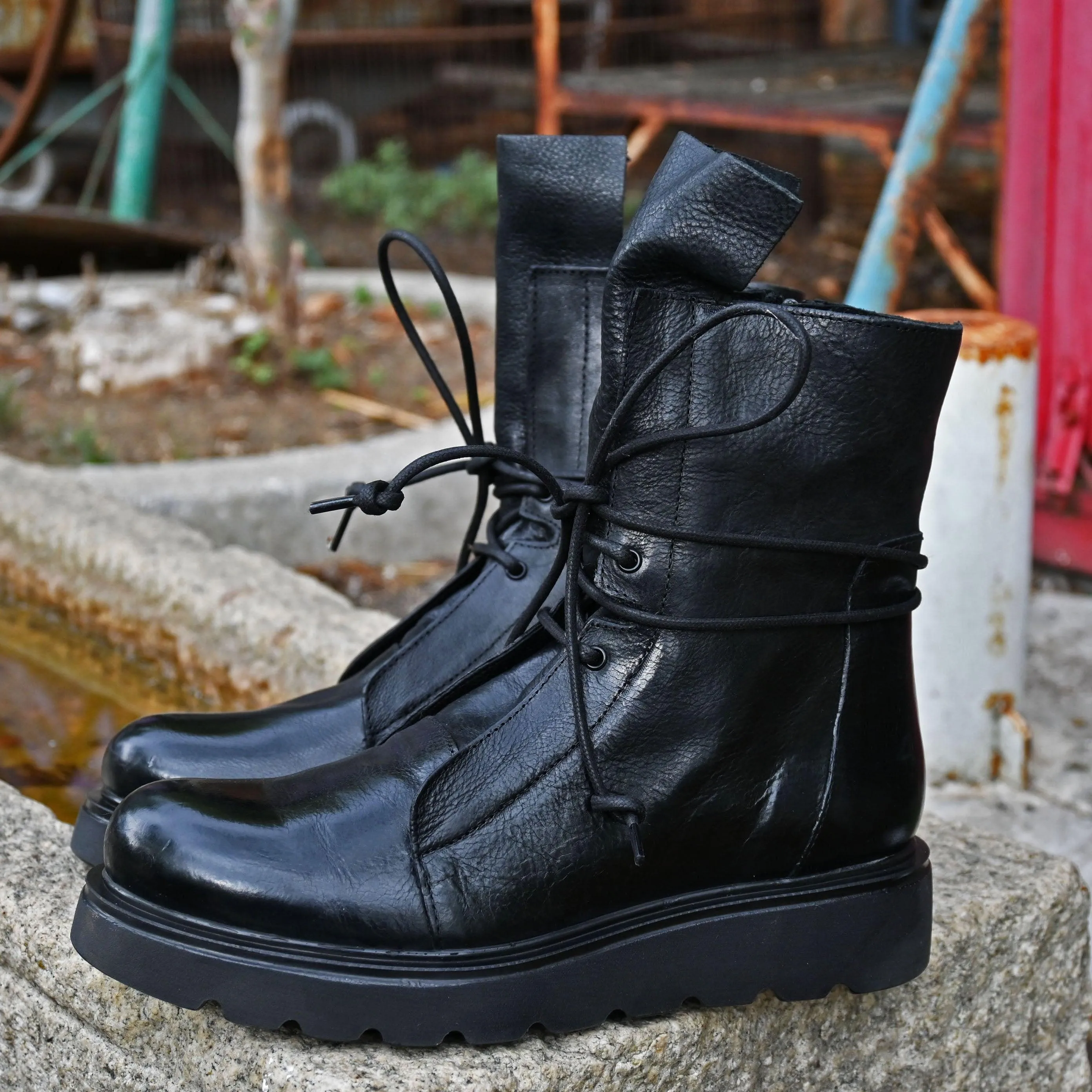 RICH 04 - amphibian ankle boots leather BLACK