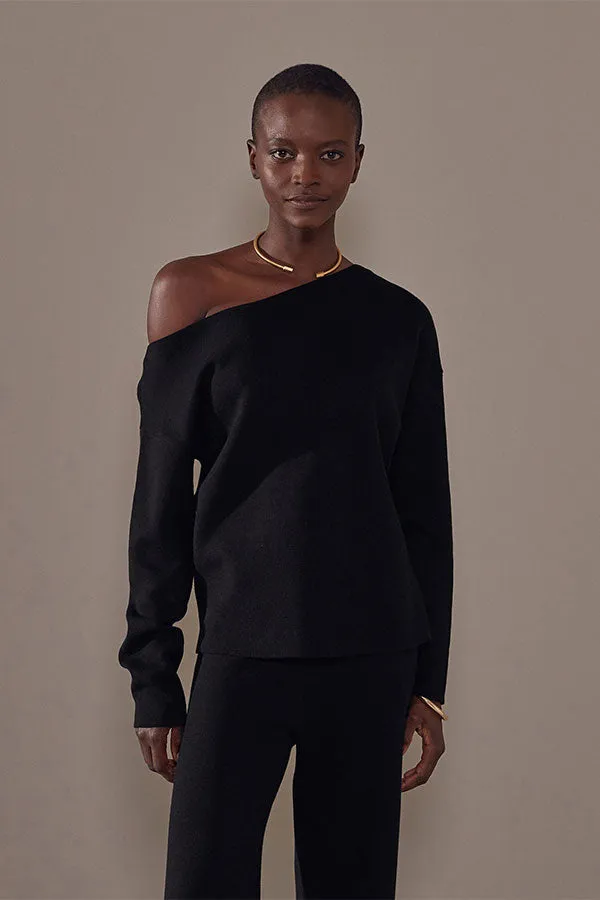 Rodier BLACK OFF-THE-SHOULDER SWEATER