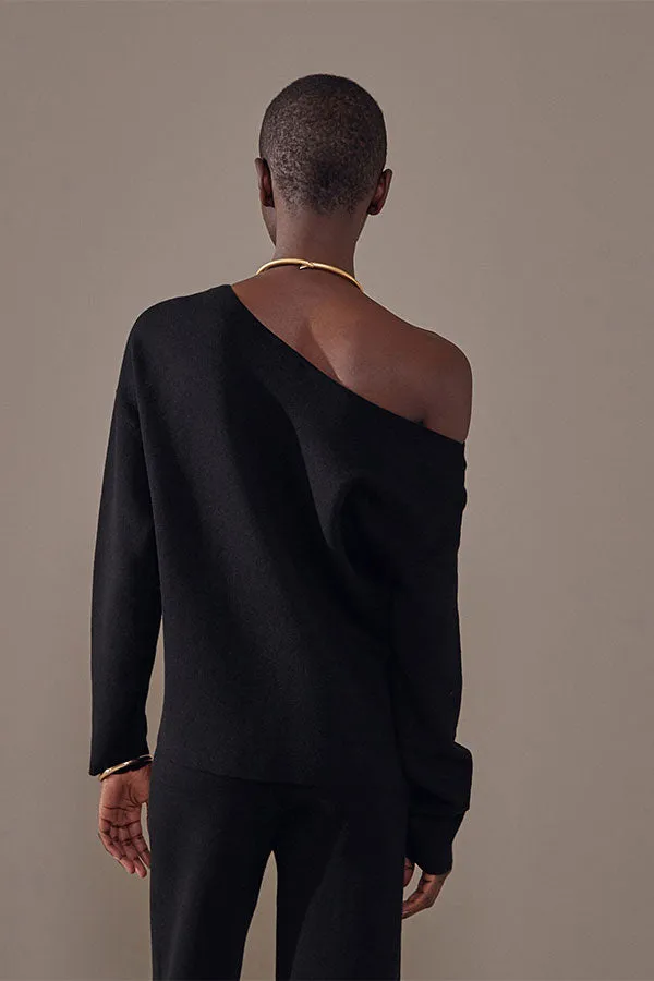 Rodier BLACK OFF-THE-SHOULDER SWEATER