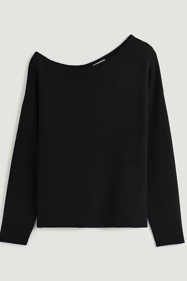 Rodier BLACK OFF-THE-SHOULDER SWEATER