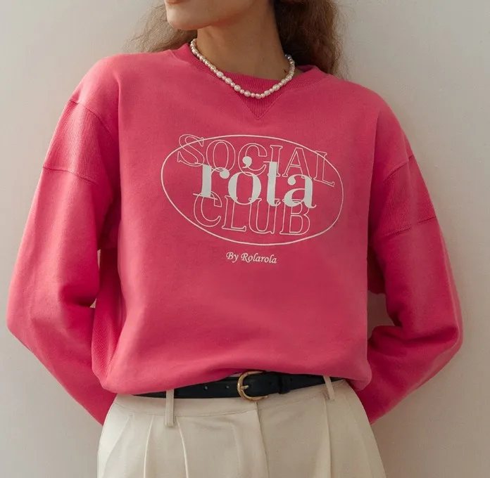 rolarola  |Crew Neck Long Sleeves Plain Cotton Medium Logo