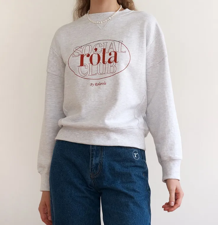 rolarola  |Crew Neck Long Sleeves Plain Cotton Medium Logo