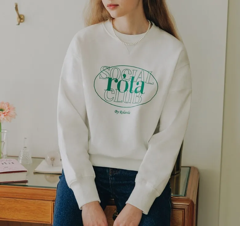 rolarola  |Crew Neck Long Sleeves Plain Cotton Medium Logo