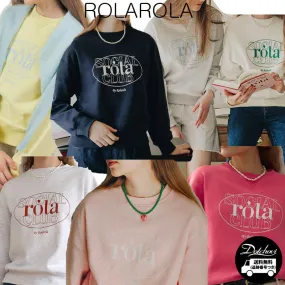 rolarola  |Crew Neck Long Sleeves Plain Cotton Medium Logo