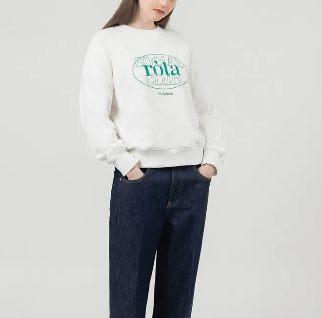 rolarola  |Crew Neck Long Sleeves Plain Cotton Medium Logo