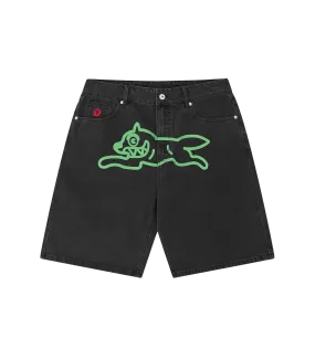 RUNNING DOG DENIM SHORTS - BLACK