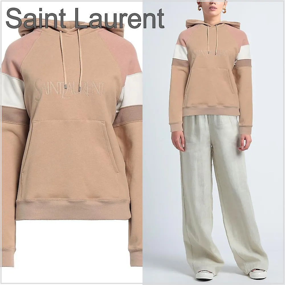 Saint Laurent  |Street Style Long Sleeves Plain Cotton Logo