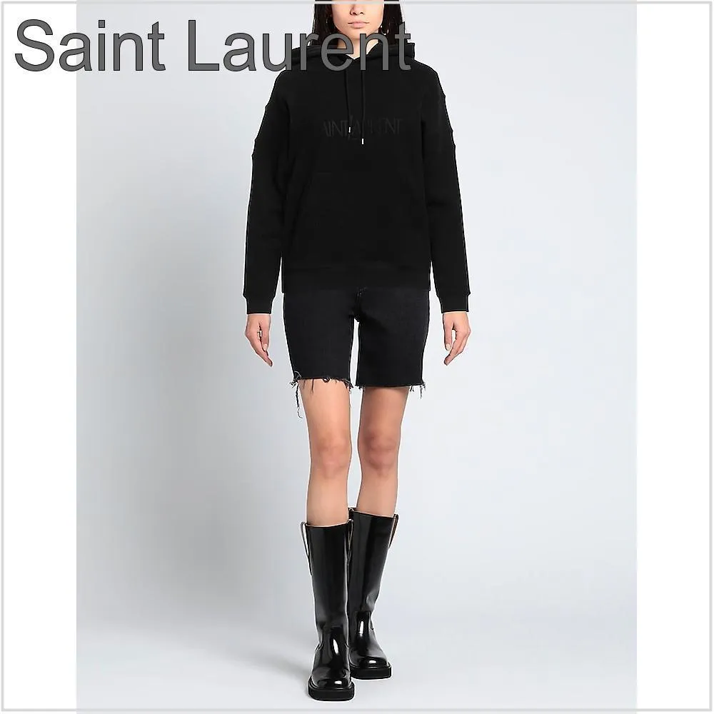 Saint Laurent  |Street Style Long Sleeves Plain Cotton Logo