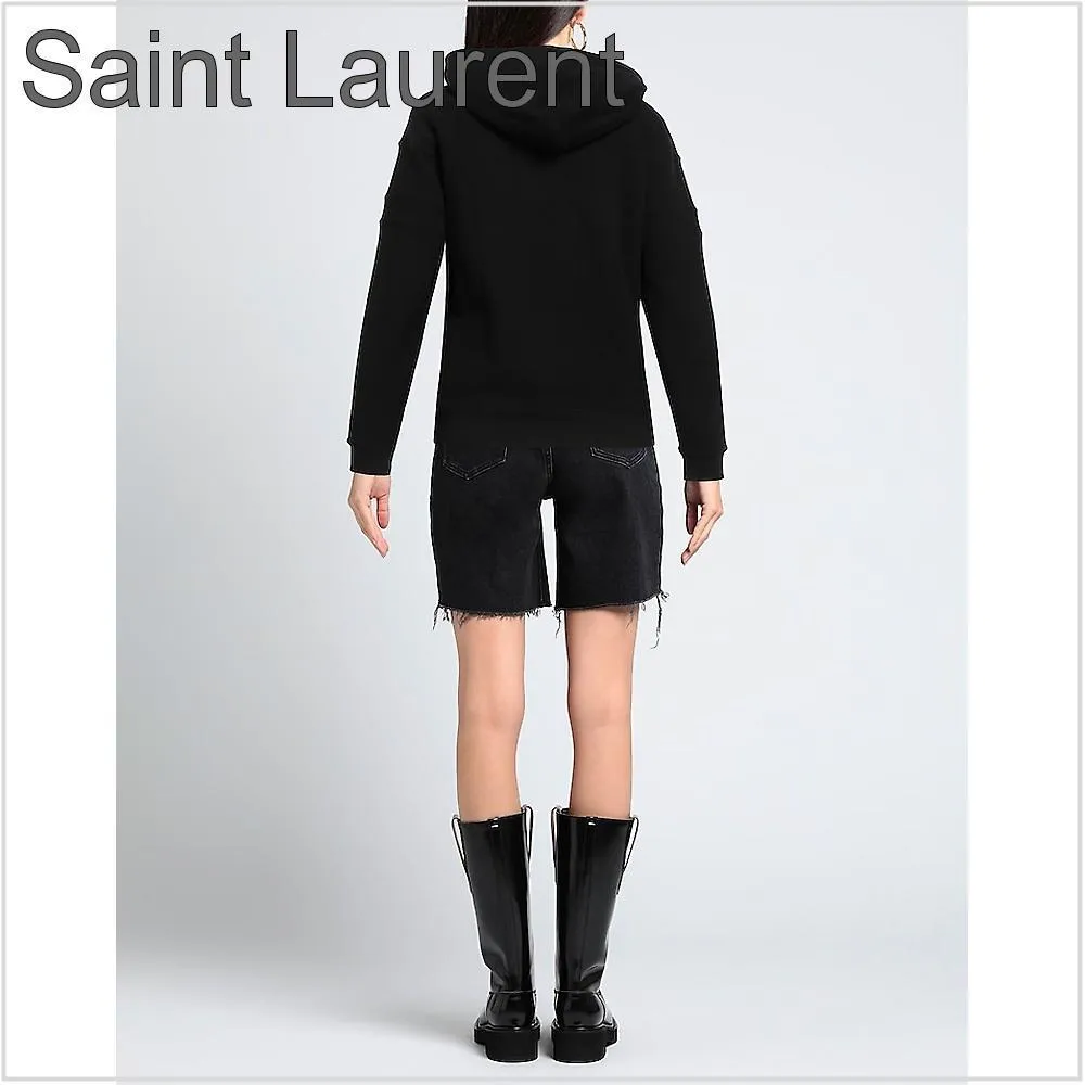 Saint Laurent  |Street Style Long Sleeves Plain Cotton Logo