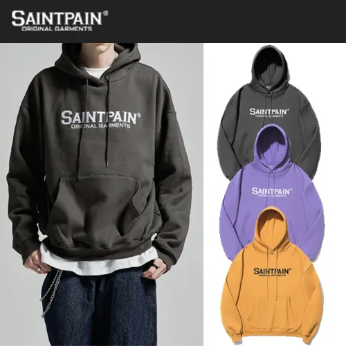 SAINTPAIN  |Unisex Street Style Long Sleeves Logo Hoodies