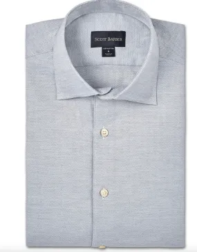 Scott Barber Herringbone Luxe Twill Shirt in Sky