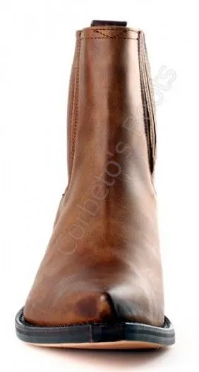 Sendra Boots mens fine toe brown leather ankle cowboy boots