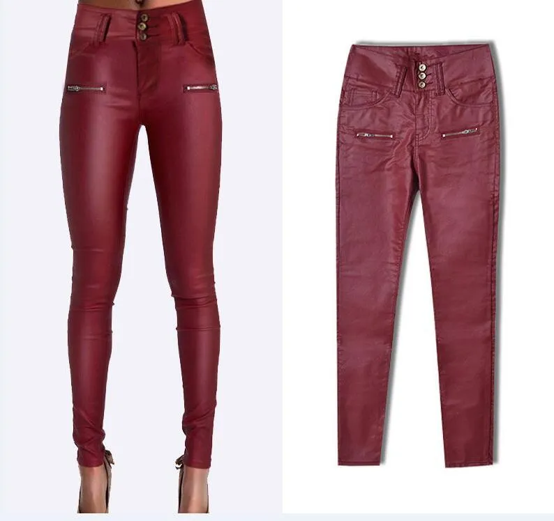 Sexy Hip Push-Up PU Leather Skinny Pencil Pants for Women - Stretchy and Form-Fitting Design