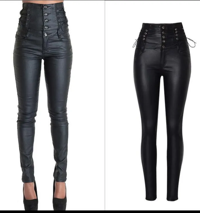 Sexy Hip Push-Up PU Leather Skinny Pencil Pants for Women - Stretchy and Form-Fitting Design