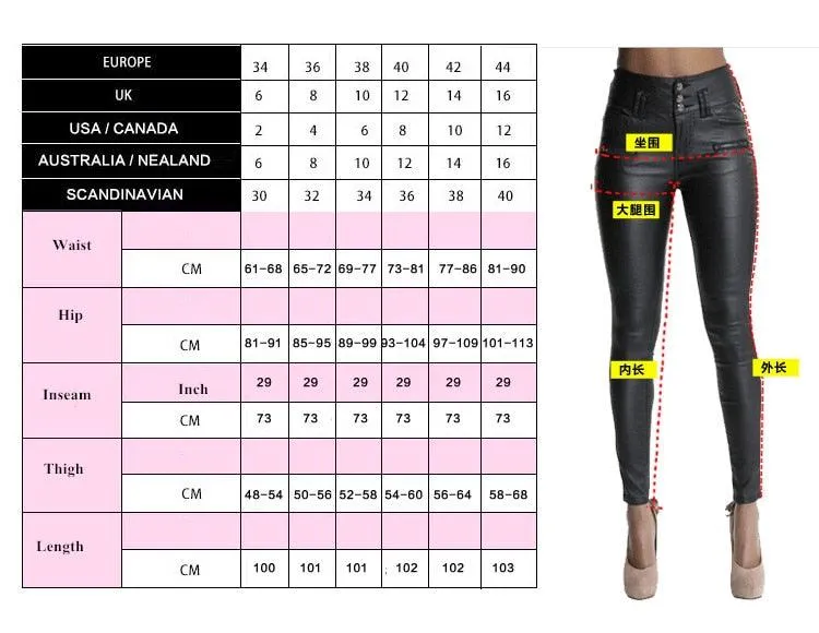 Sexy Hip Push-Up PU Leather Skinny Pencil Pants for Women - Stretchy and Form-Fitting Design